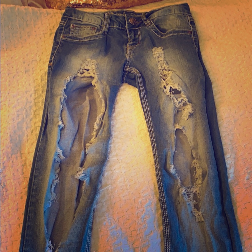 Blue jeans ripped